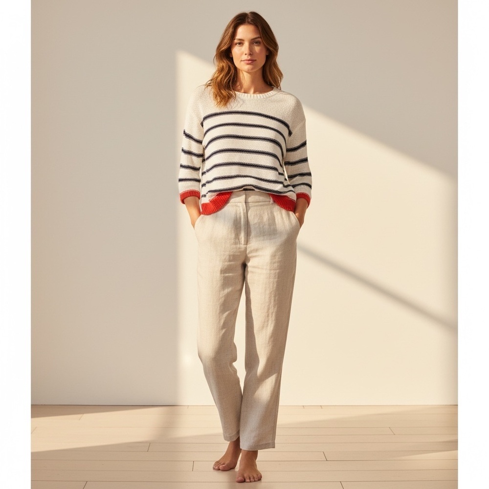 Lightweight knit red white Nautical Coastal Grandma old money Resortwear Sweater - Picture 2 of 11